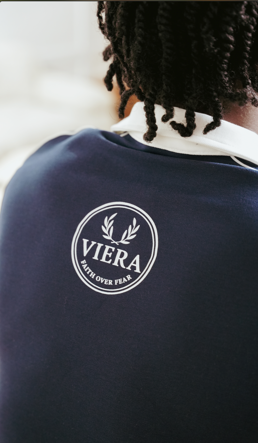 Viera "Faith Over Fear" Navy Polo